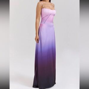 HOUSE OF CB 'Anabella' Ombre Print Lace Up Maxi Dress/Size XS(F)-US 2-4